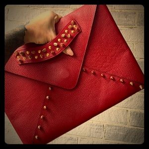 Studded leather envelope bag